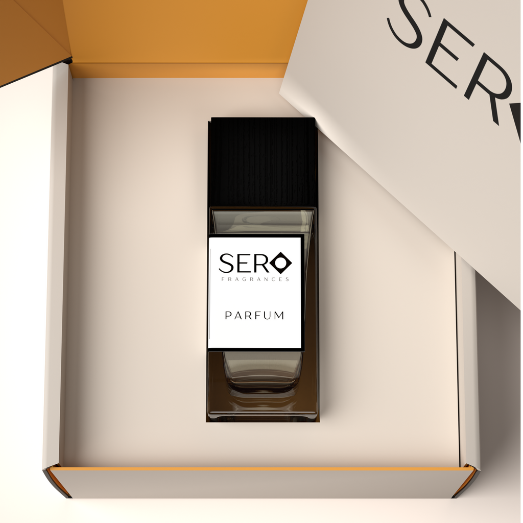 Sero parfum bottle in an open box with visible branding.

